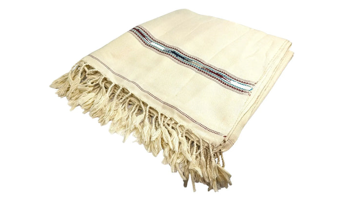 Unisex Handmade Wool Shawl Wrap Cream 2