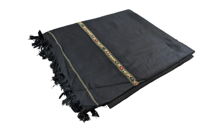 Unisex Handmade Wool Shawl Wrap Black 1