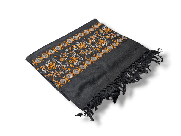 Handmade Women Wool Shawl Wrap Embroidered Design Turkish Black 