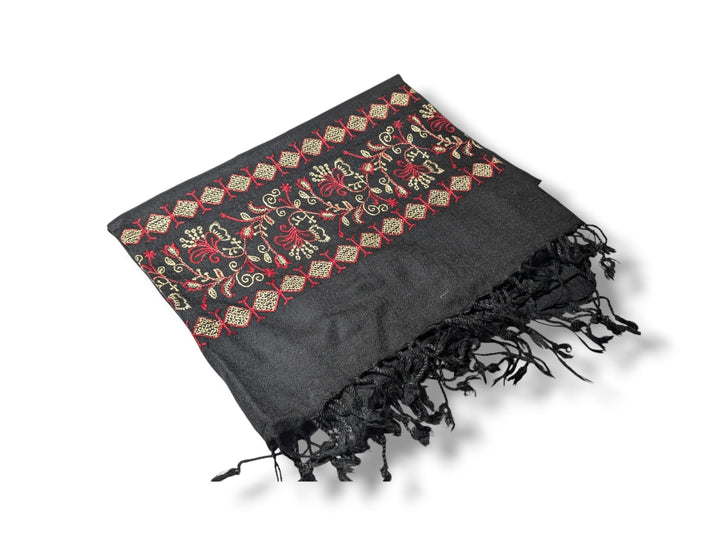 Handmade Women Wool Shawl Wrap Embroidered Design Turkish Black 1