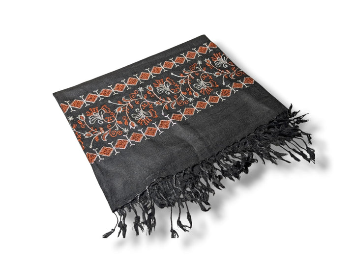 Handmade Women Wool Shawl Wrap Embroidered Design Turkish Black 2