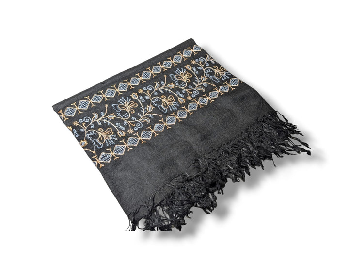 Handmade Women Wool Shawl Wrap Embroidered Design Turkish Black 3