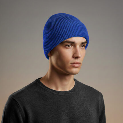 Wool Beanie with Cotton Lining for Hypoallergenic and Sensitive Skin (Blue)