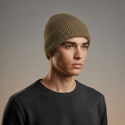 Wool Beanie with Cotton Lining for Hypoallergenic and Sensitive Skin (Brown)