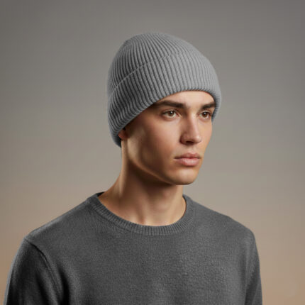 Wool Beanie with Cotton Lining for Hypoallergenic and Sensitive Skin (Gray)