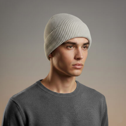 Wool Beanie with Cotton Lining for Hypoallergenic and Sensitive Skin (White)