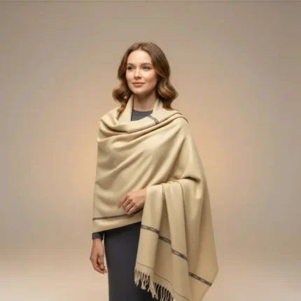 Pure Pashmina Shawl Wrap for Luxury, Weddings & All Occasions (Light Brown)