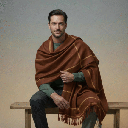 Premium Shawl Wrap for All Ocassions | Made of Cashmere Wool (Deep Brown)