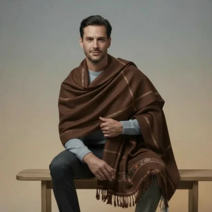 Premium Shawl Wrap for All Ocassions | Made of Cashmere Wool (Dark Chocolate)