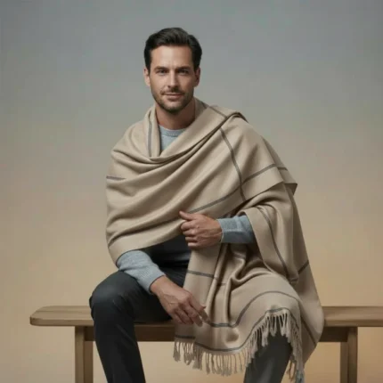 Premium Shawl Wrap for All Ocassions | Made of Pashmina Wool (Cool Beige)